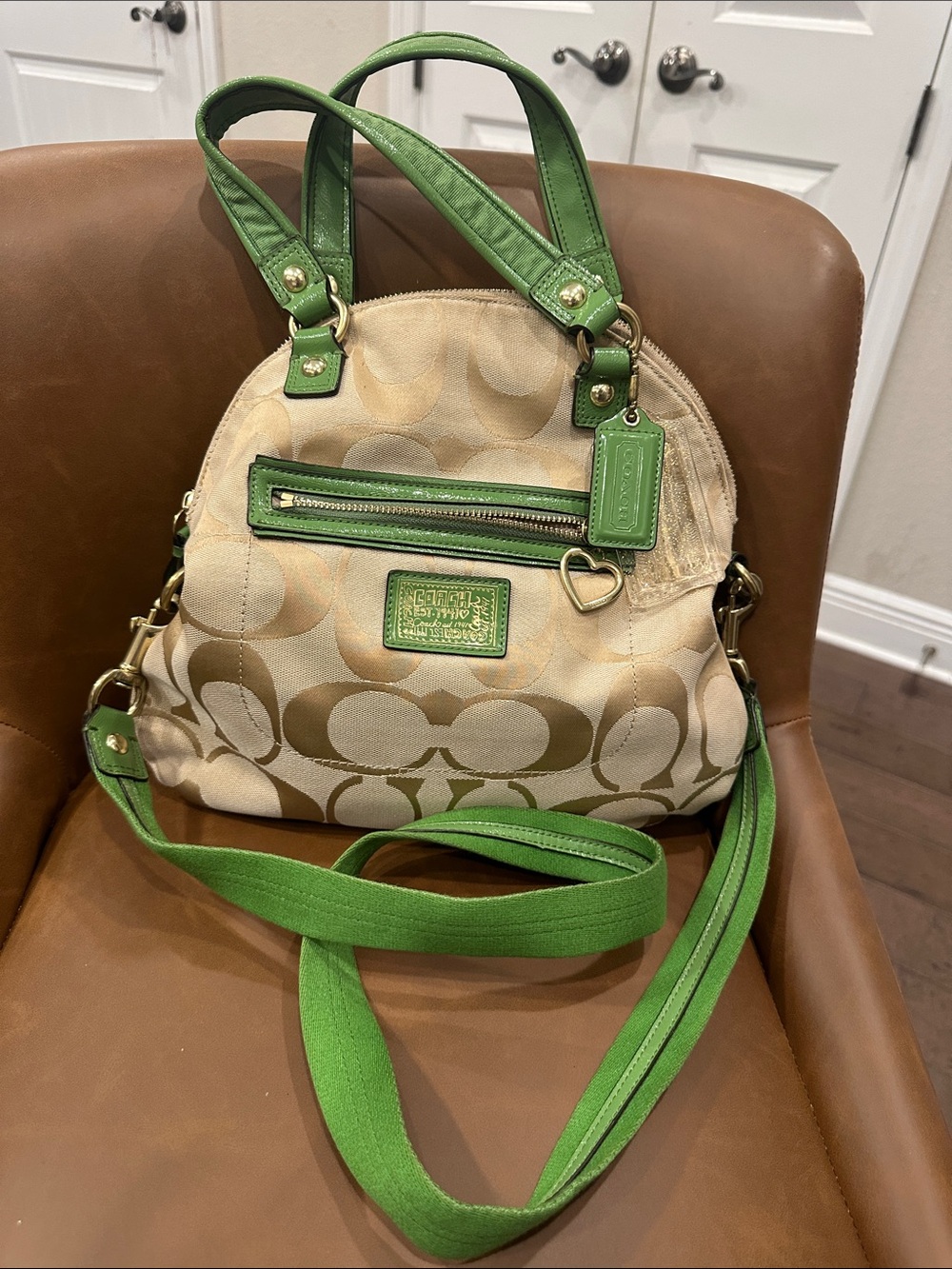 Coach Poppy Signature Sateen Glam Satchel